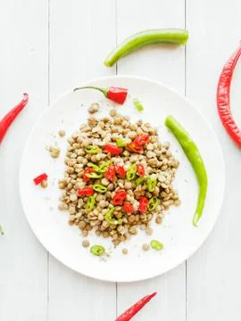 Lentils with pepper Stock Photos