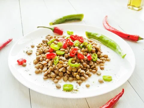 Lentils with pepper Stock Photos