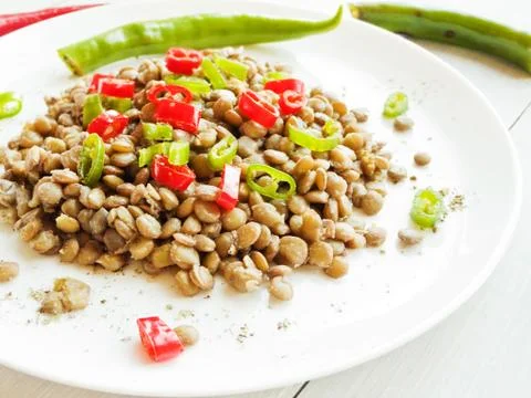Lentils with pepper Stock Photos