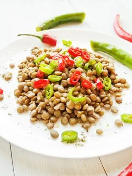 Lentils with pepper Stock Photos