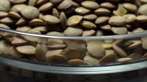 Lentils. Rotation. Close up. Heap of raw uncooked brown lentils. Stock Footage 102412000