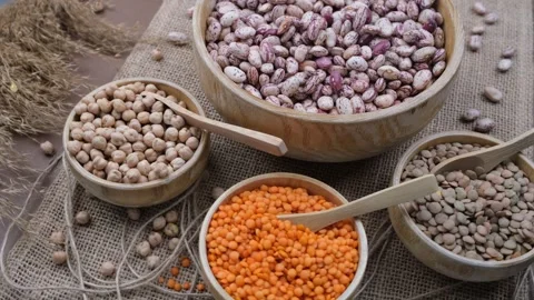 Lentils soybeans grains Stock Footage 261156129