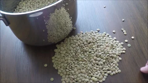 Lentils on a wooden table Stock Footage 45876102
