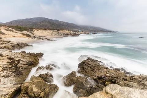 Leo Carrillo Beach with Motion Bur Water in Malibu Stock Photos