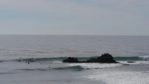 Leo Carrillo Surfers By The Rock Video stock 82312103