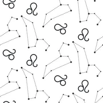 Leo constellation seamless vector pattern Stock Illustration
