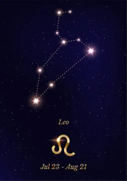 Leo constellation vector poster template Stock Illustration