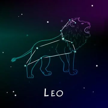 Leo (Lion) Zodiac Sign and constellation Stock Illustration