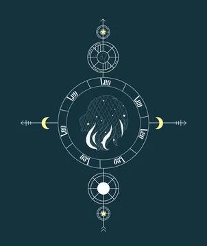 Leo. Vector graphic illustrations of horoscope signs. Zodiac signs. Stock Illustration