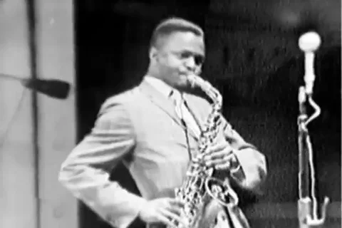 Leo Wright play Alto saxophone on stage during Newport Jazz Festival - 1960 Stock Footage 110936890