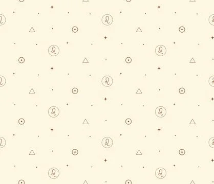 Leo Zodiac Background Seamless Pattern 2. Mystic Spiritual Astrology Signs Stock Illustration