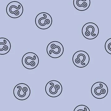 Leo zodiac line seamless pattern Stock Illustration