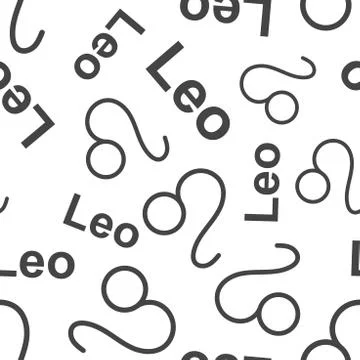 Leo zodiac sign seamless pattern background. Business flat vector illustratio Illustrazione stock