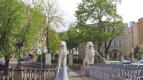 Leon Bridge over Griboedov channel in  St -Petersburg of Russia. Stock Footage 79774499