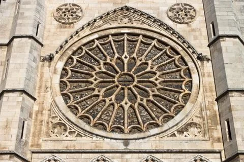 León Cathedral Rosette Stock Photos