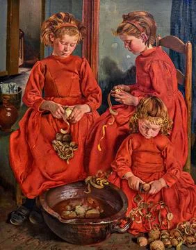 Leon Frederic - The Three Sisters, 1896. Stock Photos