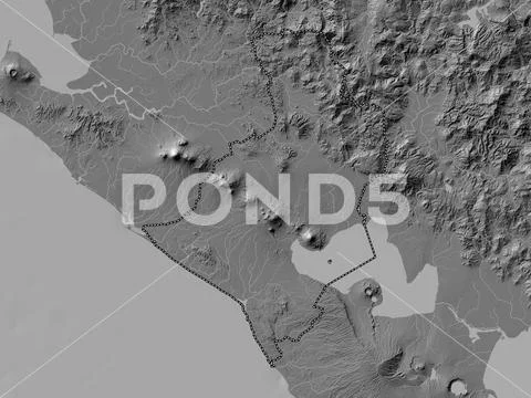 Leon, Nicaragua. Bilevel elevation map with lakes and rivers ~ Clip Art ...