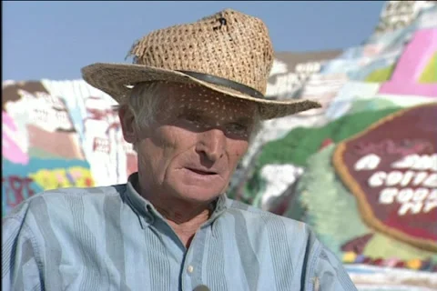 Leonard Knight talking to camera describing his story, USA 1997 Stock Footage 170071910