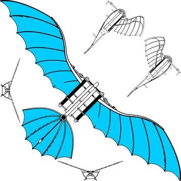 Leonardo Da Vinci Flying Machine Vector 스톡 일러스트