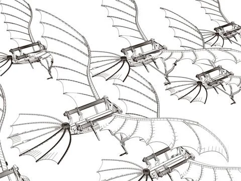 Leonardo Da Vinci Flying Machine Vector 스톡 일러스트