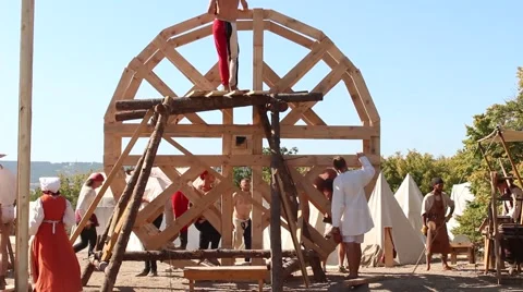 Leonardo Da Vinci Invention Model of the Crane. Vídeo Stock 55901458
