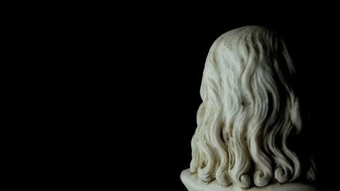 Leonardo da Vinci statue rotating on black background Stock-Footage 123406329