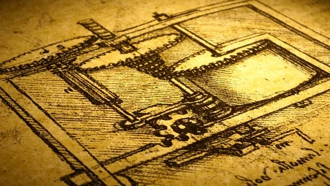 Leonardo Da Vinci's Engineering drawings Stock Footage 103308829