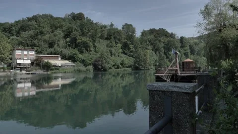 Leonardo da Vinci’s ferry-boat in Imbersago Video stock 238640053