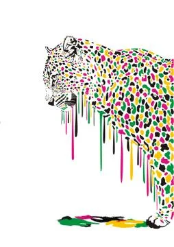 Leopard, abstract painting イラスト素材