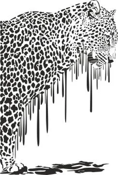 Leopard, abstract painting on a white background Stock Illustration
