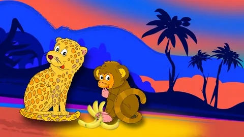 Leopard and a little monkey Stock Footage 135323385