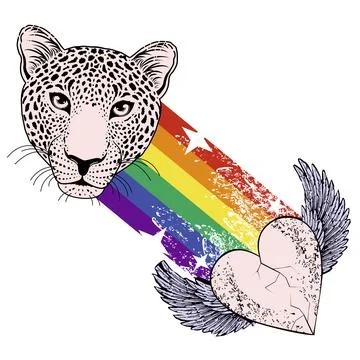 Leopard and rainbow Stock Illustration