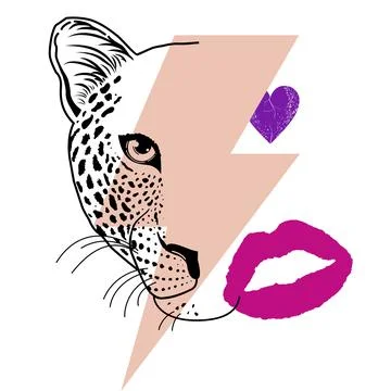 Leopard and thunderbolt Stock Illustration