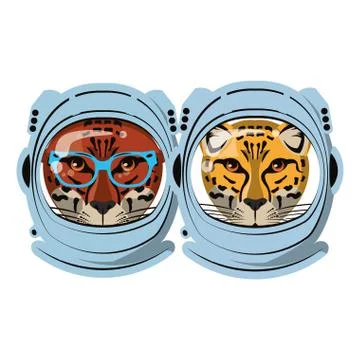 Leopard and tiger face cool sketch Illustrazione stock