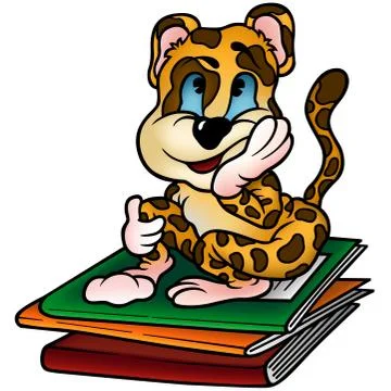Leopard and Workbooks Stock Illustration