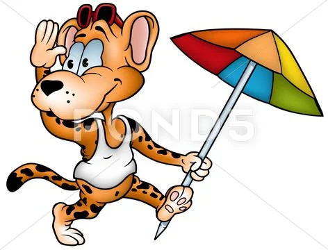 Leopard on the Beach Stock Illustration