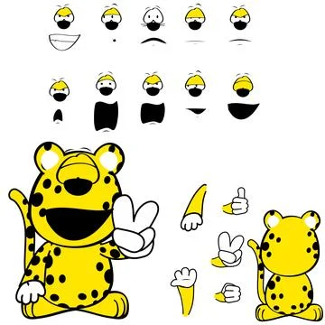 Leopard cartoon expressions pack collection Stock Illustration