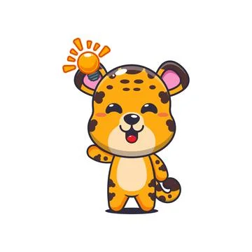 Leopard cartoon vector illustration get an idea Stock Illustration