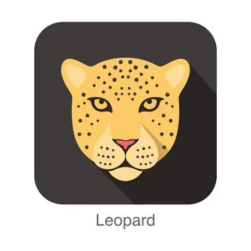 Leopard, Cat breed face cartoon flat icon design Stock Illustration