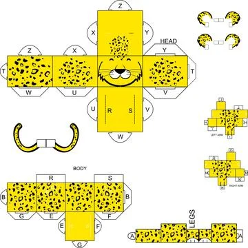 Leopard character cartoon illustration cube craft Stock-Illustration