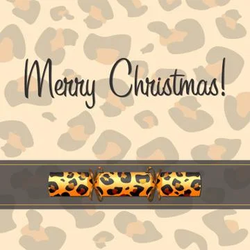 Leopard Christmas cracker card in vector format. イラスト素材