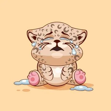 Leopard cub is crying イラスト素材