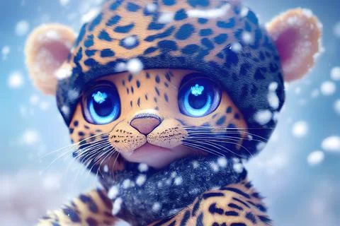 Leopard Cub Winter イラスト素材