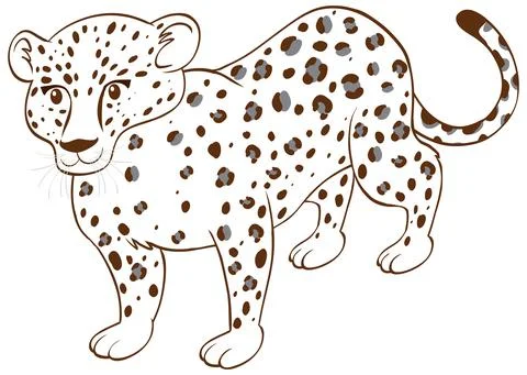Leopard in doodle simple style on white background 스톡 일러스트
