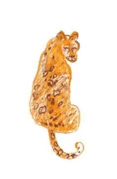 The leopard drawn with the wax crayons Stock Illustration