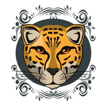 Leopard face cool sketch Illustrazione stock