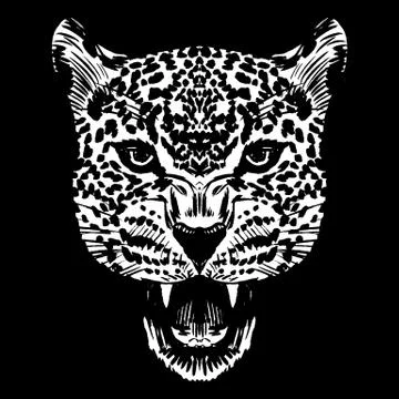 Leopard face tattoo ,Vector illustration, print Stock Illustration