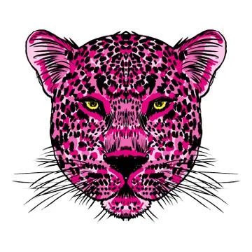 Leopard face tattoo ,Vector illustration, print Stock Illustration
