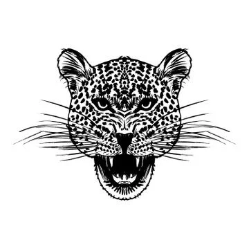 Leopard face tattoo ,Vector illustration, print Stock Illustration