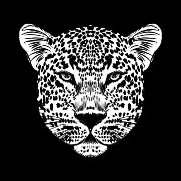 Leopard face tattoo ,Vector illustration, print Stock Illustration